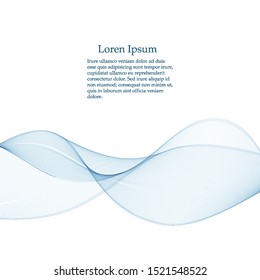 Design elements. A wave of many blue lines. Abstract wavy stripes on a white background isolated. Creative art. Blue smoke wave.