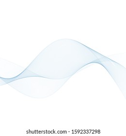 Design elements. A wave of many blue lines. Abstract wavy stripes on a white background isolated. Creative art. Blue smoke wave.