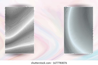 Design elements. Wave of many Blue lines. Abstract wavy stripes on Dark background isolated. Creative line art. Vector illustration