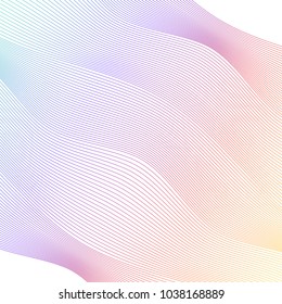 Design elements. Wave of many colors lines. Abstract wavy stripes on white background. Creative line art. Vector illustration EPS 10. Colourful shiny waves with lines created using Blend Tool