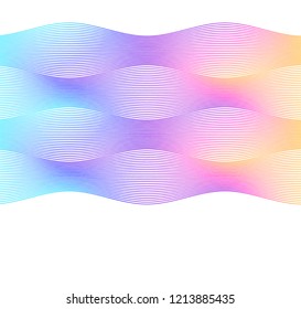 Design elements. Wave of many colors lines. Abstract wavy stripes on white background. Creative line art. Vector illustration EPS 10. Colourful shiny waves with lines created using Blend Tool