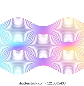 Design elements. Wave of many colors lines. Abstract wavy stripes on white background. Creative line art. Vector illustration EPS 10. Colourful shiny waves with lines created using Blend Tool