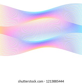 Design elements. Wave of many colors lines. Abstract wavy stripes on white background. Creative line art. Vector illustration EPS 10. Colourful shiny waves with lines created using Blend Tool