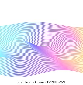 Design elements. Wave of many colors lines. Abstract wavy stripes on white background. Creative line art. Vector illustration EPS 10. Colourful shiny waves with lines created using Blend Tool