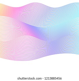 Design elements. Wave of many colors lines. Abstract wavy stripes on white background. Creative line art. Vector illustration EPS 10. Colourful shiny waves with lines created using Blend Tool