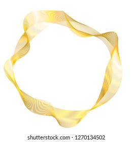Design elements. Wave of many glittering lines circle ring. Abstract glow wavy stripes on white background isolated. Vector illustration EPS 10. Glitter waves with lines created using Blend Tool 