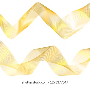 Design elements. Wave of many glittering lines. Abstract wavy stripes on white background isolated. Creative line art. Vector illustration EPS 10 art deco style for wedding invitation, luxury template