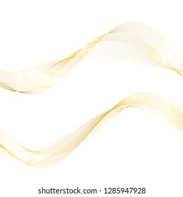Design elements. Wave of many glittering lines. Abstract wavy stripes on white background isolated. Creative line art. Vector illustration EPS 10 art deco style for wedding invitation, luxury template