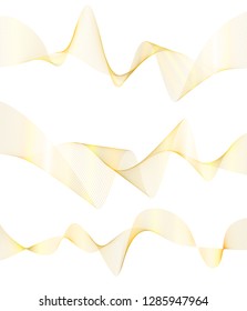 Design elements. Wave of many glittering lines. Abstract wavy stripes on white background isolated. Creative line art. Vector illustration EPS 10 art deco style for wedding invitation, luxury template