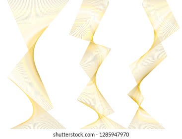 Design elements. Wave of many glittering lines. Abstract wavy stripes on white background isolated. Creative line art. Vector illustration EPS 10 art deco style for wedding invitation, luxury template