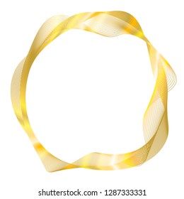 Design elements. Wave of many glittering lines circle ring. Abstract glow wavy stripes on white background isolated. Vector illustration EPS 10. Glitter waves with lines created using Blend Tool 