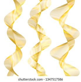 Design elements. Wave of many glittering lines. Abstract vertical glow wavy stripes on white background isolated. Creative line art. Vector illustration EPS 10 art deco style for wedding invitation
