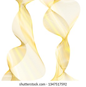 Design elements. Wave of many glittering lines. Abstract vertical glow wavy stripes on white background isolated. Creative line art. Vector illustration EPS 10 art deco style for wedding invitation