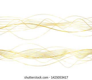 Design elements. Wave of many glittering lines. Abstract wavy stripes on white background isolated. Creative line art. Vector illustration EPS 10 art deco style for wedding invitation, luxury template