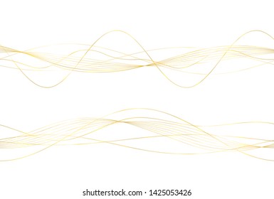 Design elements. Wave of many glittering lines. Abstract wavy stripes on white background isolated. Creative line art. Vector illustration EPS 10 art deco style for wedding invitation, luxury template