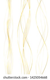 Design elements. Wave of many glittering lines. Abstract vertical glow wavy stripes on white background isolated. Creative line art. Vector illustration EPS 10 art deco style for wedding invitation 