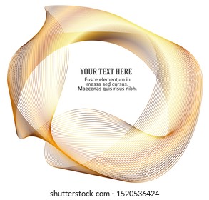 Design elements. Wave of many glittering lines. Abstract wavy stripes on white background isolated. Creative line art. Vector illustration EPS 10 art deco style for wedding invitation, luxury template