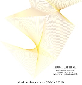 Design elements. Wave of many glittering lines. Abstract vertical glow wavy stripes on white background isolated. Creative line art. Vector illustration EPS 10 art deco style for wedding invitation