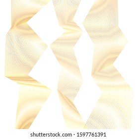 Design elements. Wave of many glittering lines. Abstract vertical glow wavy stripes on white background isolated. Creative line art. Vector illustration EPS 10 art deco style for wedding invitation