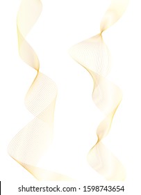 Design elements. Wave of many glittering lines. Abstract vertical glow wavy stripes on white background isolated. Creative line art. Vector illustration EPS 10 art deco style for wedding invitation
