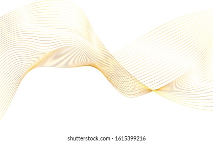 Design elements. Wave of many glittering lines. Abstract vertical glow wavy stripes on white background isolated. Creative line art. Vector illustration EPS 10 art deco style for wedding invitation