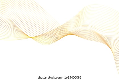 Design elements. Wave of many glittering lines. Abstract vertical glow wavy stripes on white background isolated. Creative line art. Vector illustration EPS 10 art deco style for wedding invitation