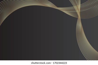 Design elements. Wave of many glittering lines. Abstract vertical glow wavy stripes on black background isolated. Creative line art. Vector illustration EPS 10 art deco style for wedding invitation