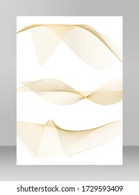 Design elements. Wave of many glittering lines. Abstract vertical glow wavy stripes on white background isolated. Creative line art. Vector illustration EPS 10 art deco style for wedding invitation