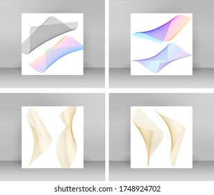 Design elements. Wave of many glittering lines. Abstract vertical glow wavy stripes on white background isolated. Creative line art. Vector illustration EPS 10 art deco style for wedding invitation
