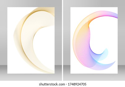 Design elements. Wave of many glittering lines. Abstract vertical glow wavy stripes on white background isolated. Creative line art. Vector illustration EPS 10 art deco style for wedding invitation
