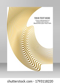 Design elements. Wave of many glittering lines. Abstract vertical glow wavy stripes on white background isolated. Creative line art. Vector illustration EPS 10 art deco style for wedding invitation