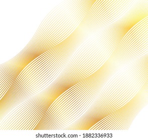 Elementos de diseño. Ola de muchas líneas brillantes. Resumen de rayas onduladas verticales de resplandor sobre fondo blanco aislado. Arte de línea creativa. Ilustración vectorial EPS 10 estilo art deco para invitación a boda
