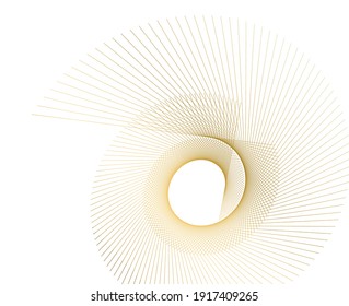 Design elements. Wave of many glittering lines. Abstract circle glow wavy stripes on white background isolated. Creative line art. Vector illustration EPS 10 art deco style for wedding invitation