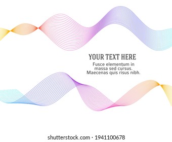 Design elements. Wave of many glittering lines. Abstract circle glow wavy stripes on white background isolated. Creative line art. Vector illustration EPS 10 art deco style for wedding invitation