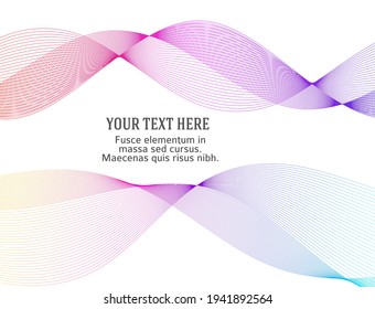 Elementos de diseño. Ola de muchas líneas brillantes. Resumen El círculo resplandece rayas onduladas sobre fondo blanco aislado. Arte de línea creativa. Ilustración vectorial EPS 10 estilo art deco para invitación a boda