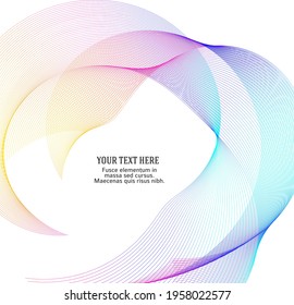 Design elements. Wave of many glittering lines. Abstract glow wavy stripes on white background isolated. Creative line art. Vector illustration EPS 10.  Colourful waves with lines created using Blend