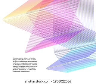 Design elements. Wave of many glittering lines. Abstract glow wavy stripes on white background isolated. Creative line art. Vector illustration EPS 10.  Colourful waves with lines created using Blend