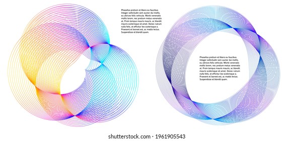 Design elements. Wave of many glittering lines. Abstract glow wavy stripes on white background isolated. Creative line art. Vector illustration EPS 10.  Colourful waves with lines created using Blend