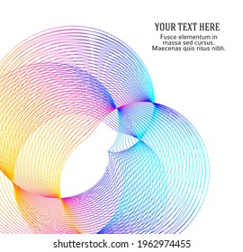 Design elements. Wave of many glittering lines. Abstract glow wavy stripes on white background isolated. Creative line art. Vector illustration EPS 10.  Colourful waves with lines created using Blend