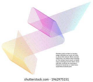 Design elements. Wave of many glittering lines. Abstract glow wavy stripes on white background isolated. Creative line art. Vector illustration EPS 10.  Colourful waves with lines created using Blend