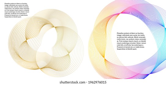 Design elements. Wave of many glittering lines circle ring. Abstract glow wavy stripes on white background isolated. Vector illustration EPS 10. Glitter waves with lines created using Blend Tool