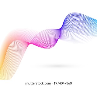 Design elements. Wave of many glittering lines. Abstract glow wavy stripes on white background isolated. Creative line art. Vector illustration EPS 10.  Colourful waves with lines created using Blend
