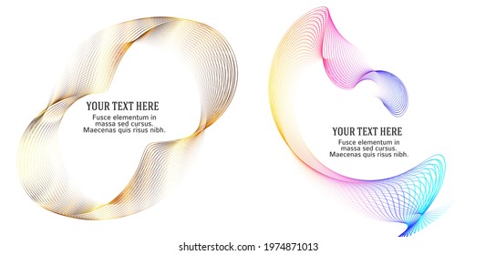 Design elements. Wave of many glittering lines. Abstract glow wavy stripes on white background isolated. Creative line art. Vector illustration EPS 10.  Colourful waves with lines created using Blend