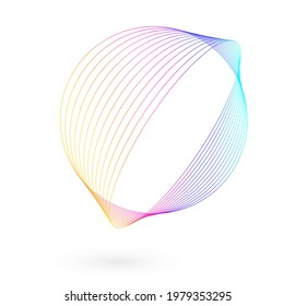 Design elements. Wave of many glittering lines. Abstract glow wavy stripes on white background isolated. Creative line art. Vector illustration EPS 10.  Colourful waves with lines created using Blend