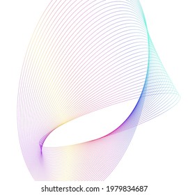 Design elements. Wave of many glittering lines. Abstract glow wavy stripes on white background isolated. Creative line art. Vector illustration EPS 10.  Colourful waves with lines created using Blend