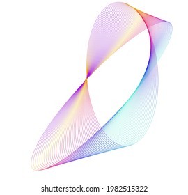 Design elements. Wave of many glittering lines. Abstract glow wavy stripes on white background isolated. Creative line art. Vector illustration EPS 10.  Colourful waves with lines created using Blend