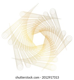 Design elements. Wave of many glittering lines circle. Abstract glow wavy stripes on white background isolated. Vector illustration EPS 10. Glitter waves with lines created using Blend Tool