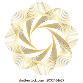 Design elements. Wave of many glittering lines circle. Abstract glow wavy stripes on white background isolated. Vector illustration EPS 10. Glitter waves with lines created using Blend Tool