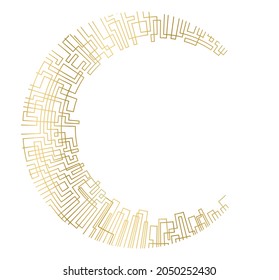 Designelemente. Welle von vielen glitzernden Linien Kreis. Abstrakte, glänzende Streifen auf weißem Hintergrund einzeln. Vektorgrafik EPS10. Glitzerwellen mit Linien, die mit dem Blindwerkzeug erstellt wurden