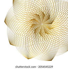 Design elements. Wave of many glittering lines circle. Abstract glow wavy stripes on white background isolated. Vector illustration EPS 10. Glitter waves with lines created using Blend Tool